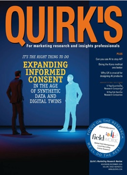 The cover of an issue of Quirk’s Marketing Research Review